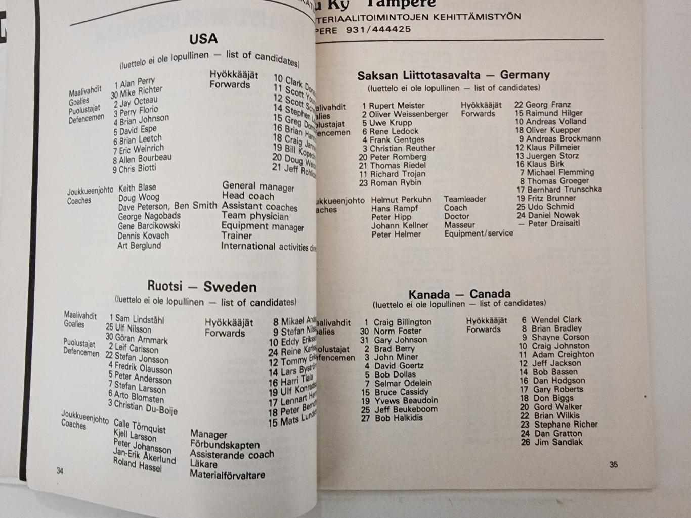 Финляндия Чемпионат Мира 1984/85 юниоры СССР Чехия Канада Швеция Польша ФРГ и др 4