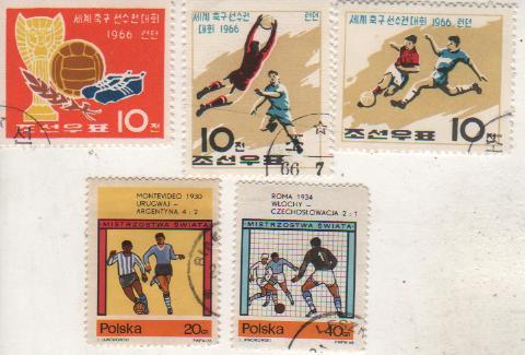 марки футбол чемпионат мира по футболу Англия-66 Польша 1966г (лот из 2-х марок)