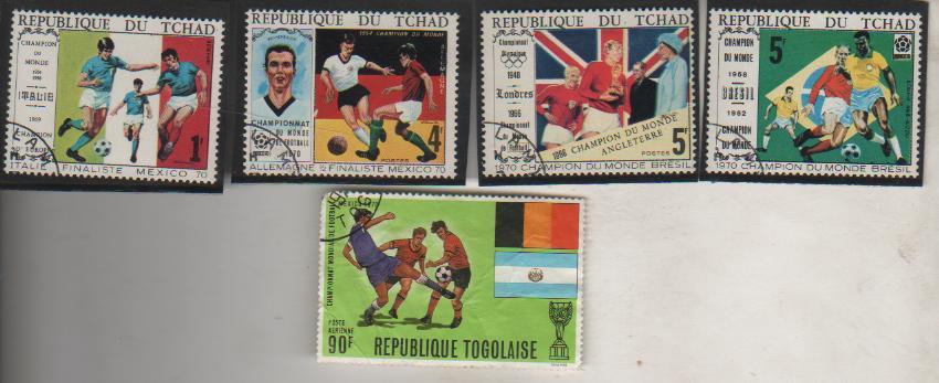 марки футбол чемпионат мира по футболу Мехико-70 Чад 1970г. (лот из 4-х марок)