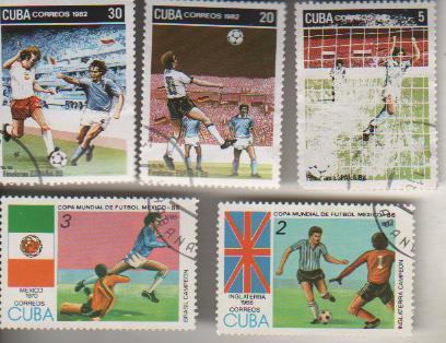 марки футбол чемпионат мира по футболу Мексика-86 Куба 1986г. (лот из 2-х марок)