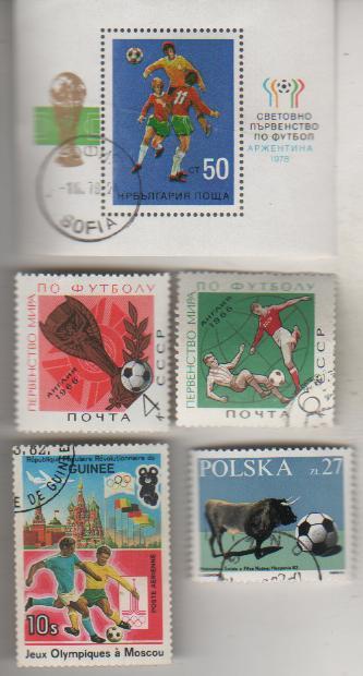 марки футбол олимп. игры Москва-80 Гвинея 1980г. олимпийский мишка