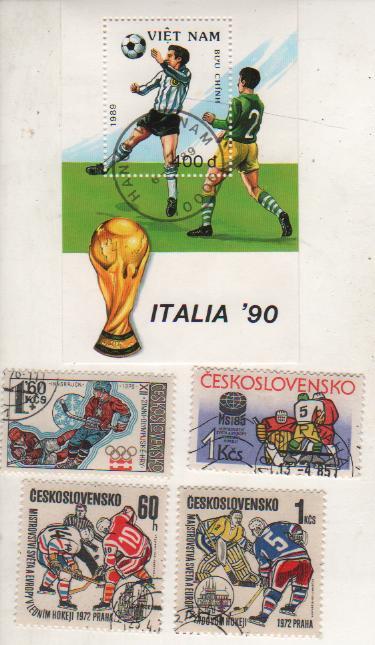 марки футбол чемпионат мира по футболу Италия-90 Вьетнам 1989г. БЛОК