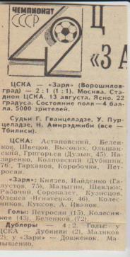 стаи футбол П15 №246 отчет о матче ЦСКА Москва - Заря Ворошиловград 1979 г.