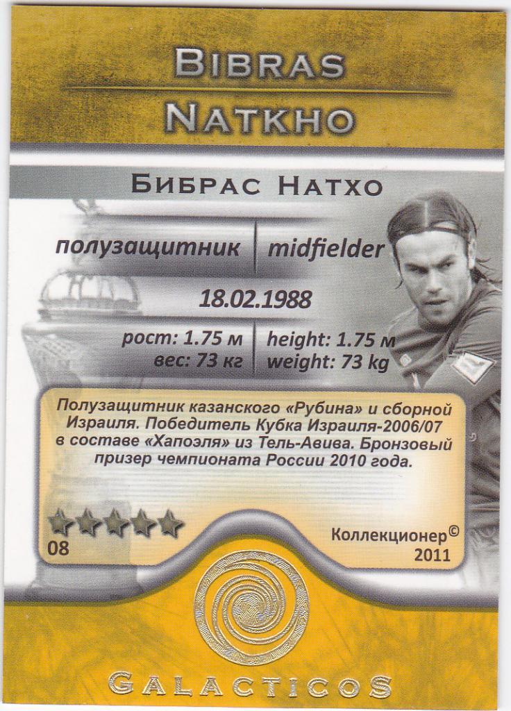 Футбол. Карточка Бибрас Натхо (Рубин, ЦСКА) 2011 1