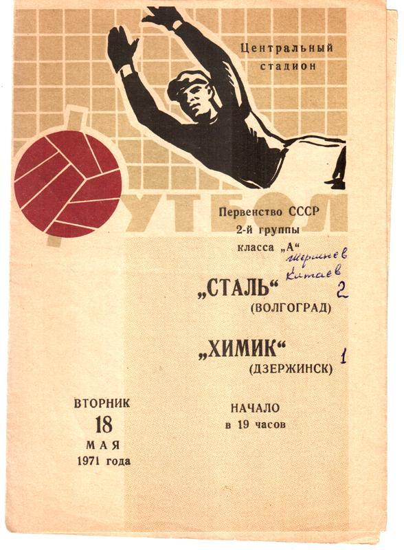 Сталь (Волгоград) - Химик (Дзержинск) 1971