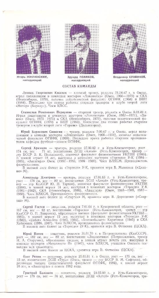 1987-1988г. Авангард(Омск).Переходный турнир. 3