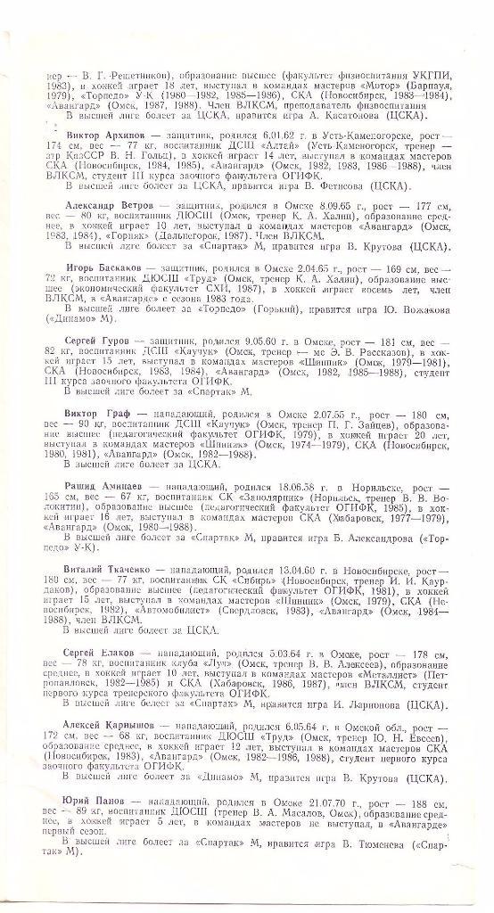 1987-1988г. Авангард(Омск).Переходный турнир. 4