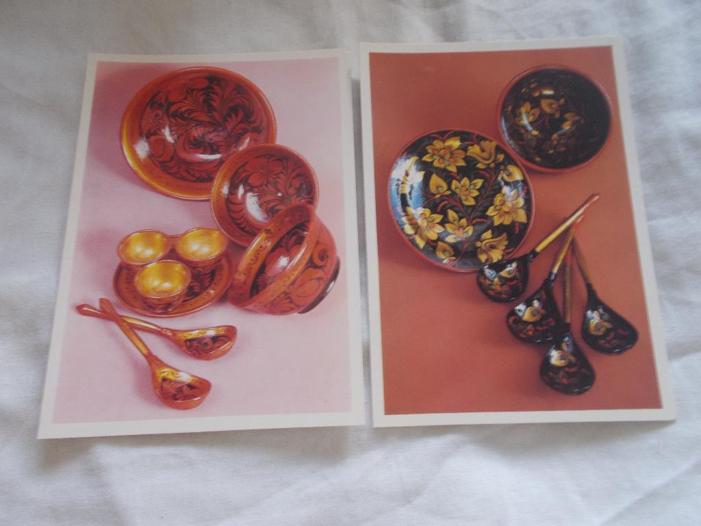Прикладное искусство - Хохлома 1981 г. , полный набор - 13 открыток 1