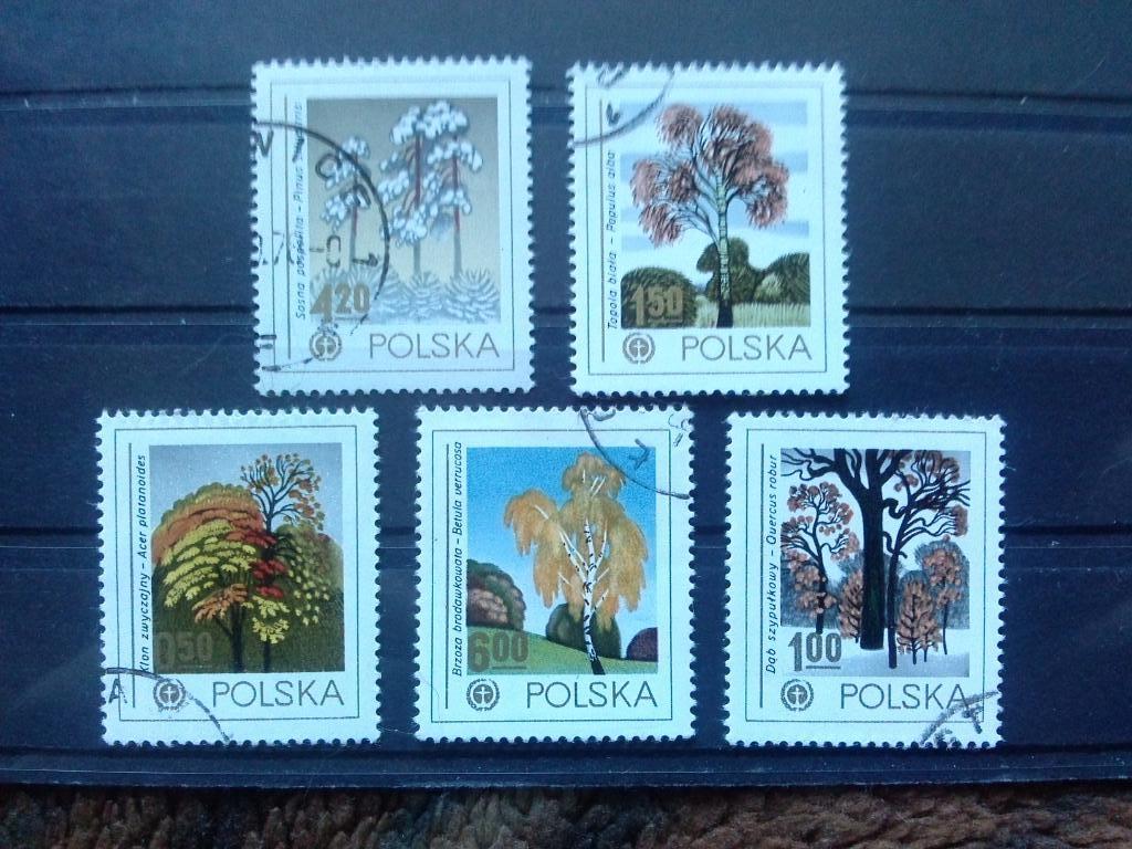 Польша 5 марок ( полная серия ) Деревья , природа , флора ( филателия )