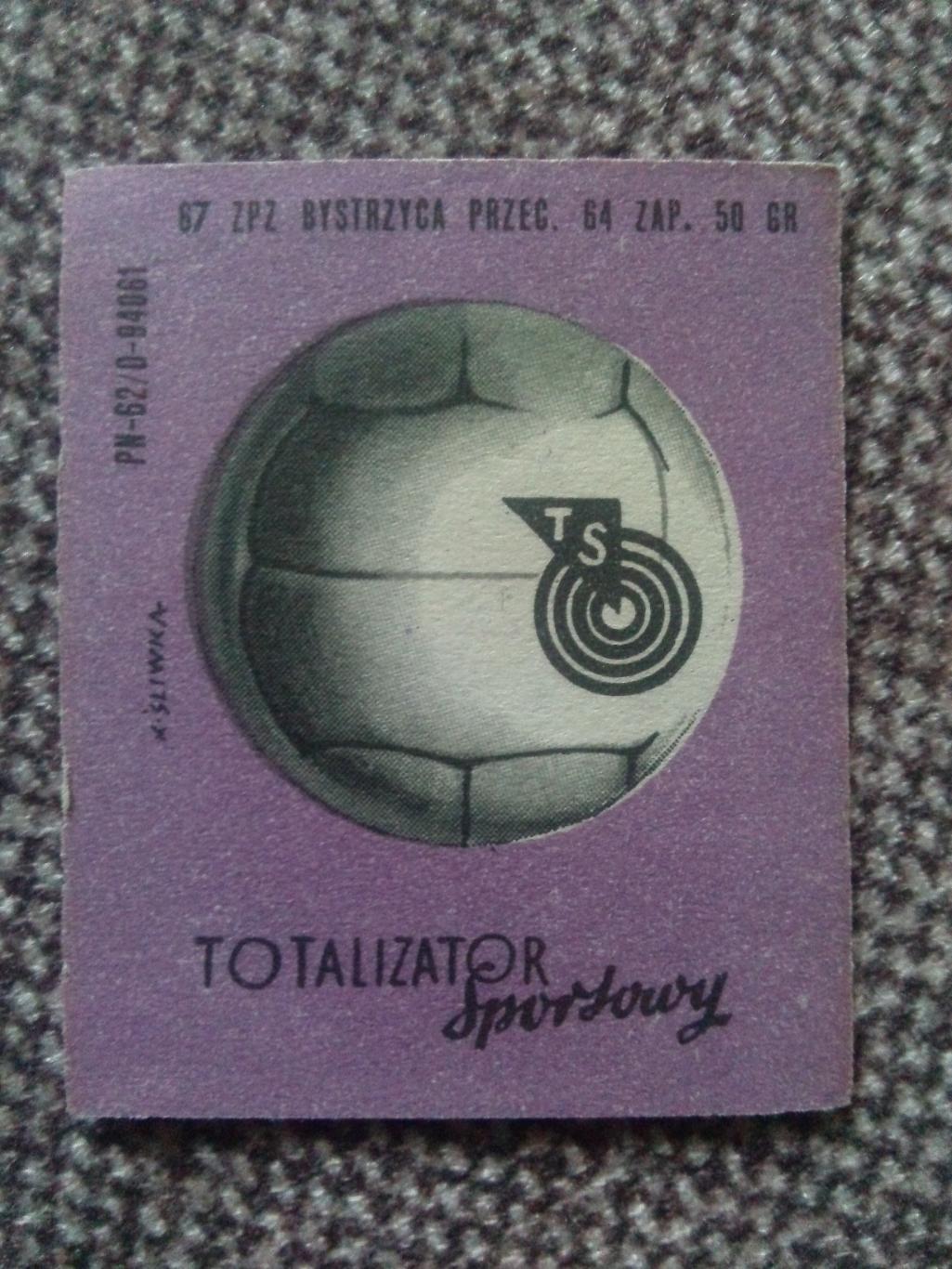 Спичечные этикетки : Польша (60-е годы) Футбол (мяч) Тотолизатор Спорт