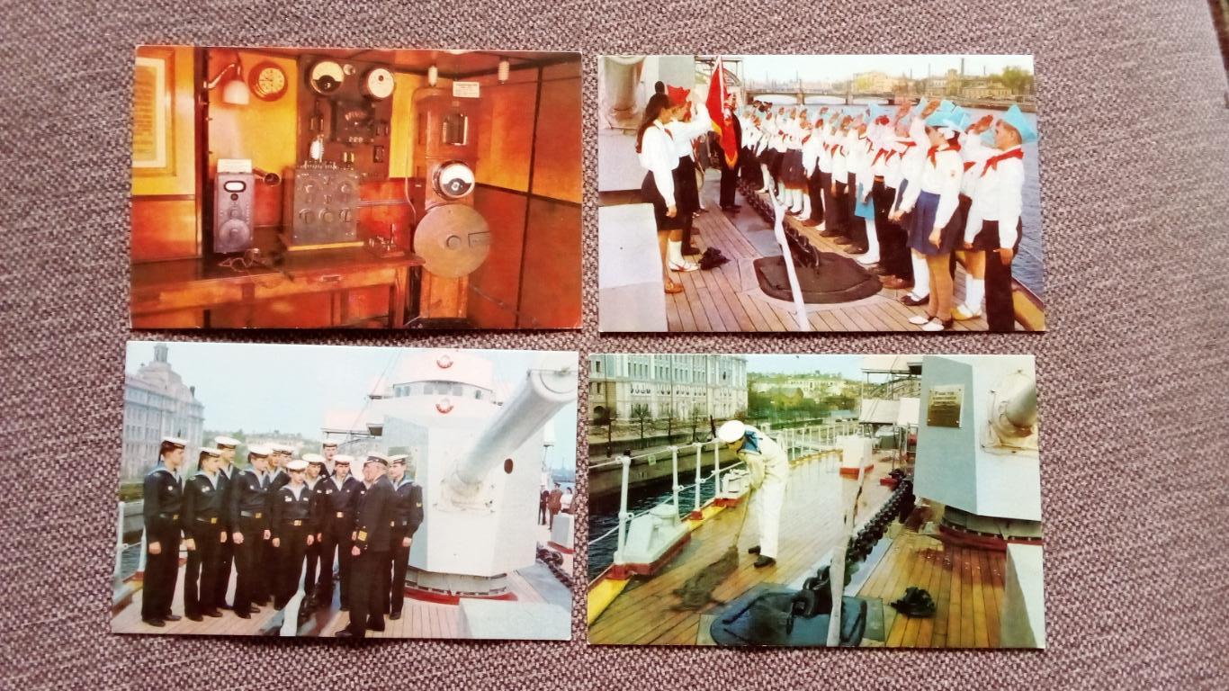 Ленинград Крейсер Аврора 1974 г. полный набор - 12 открыток (Транспорт корабль 3