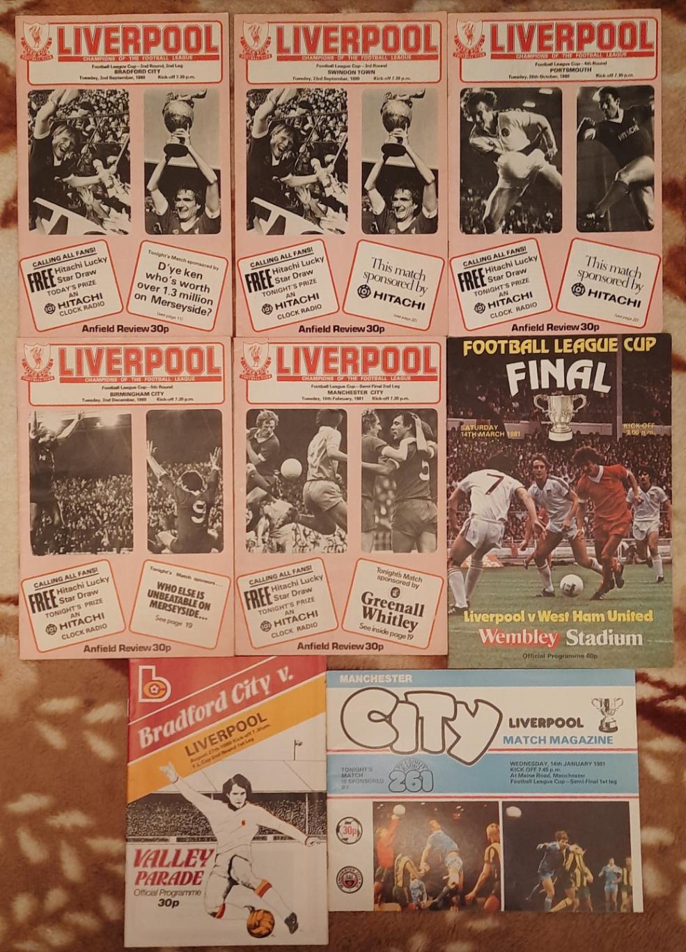 Продажа коллекции! 61 программа + 1 билет ФК Ливерпуль сезона 1980/81 2