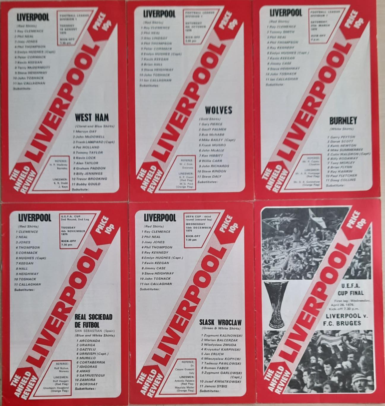 Продажа коллекции! 32 программы ФК Ливерпуль сезона 1975/76