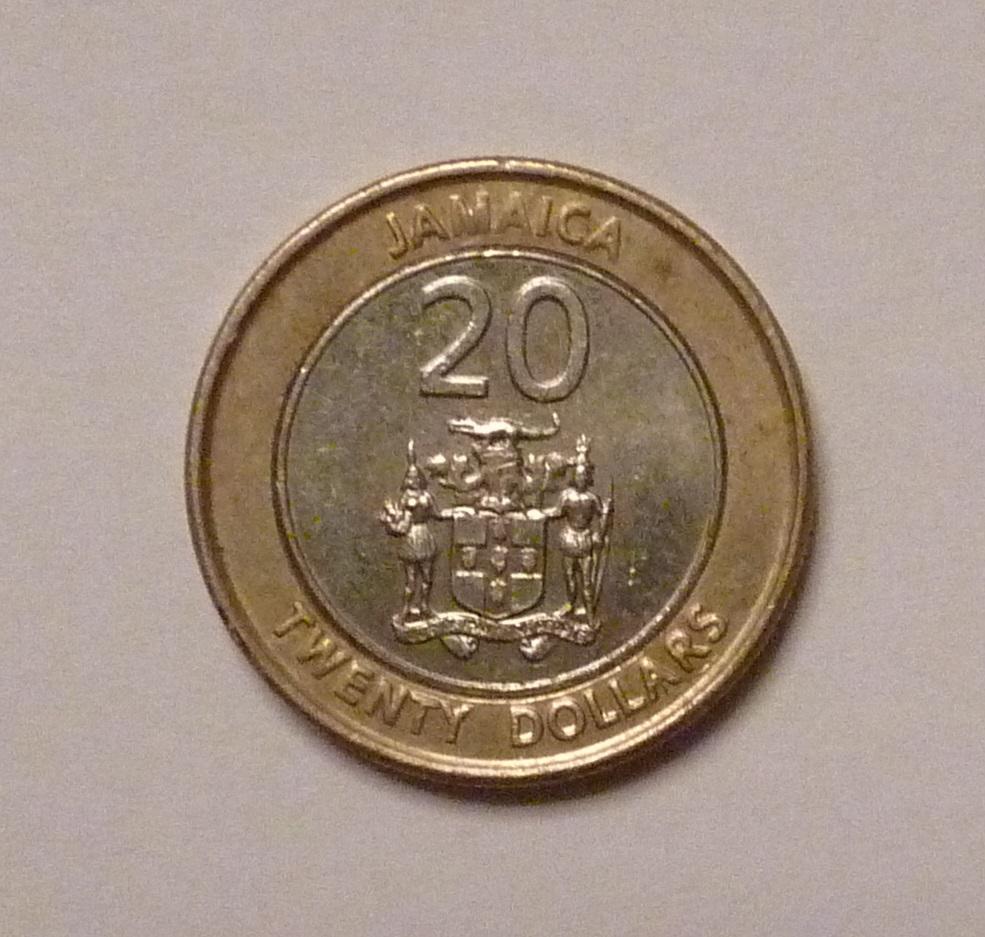20 долларов Ямайка 2001 биметалл