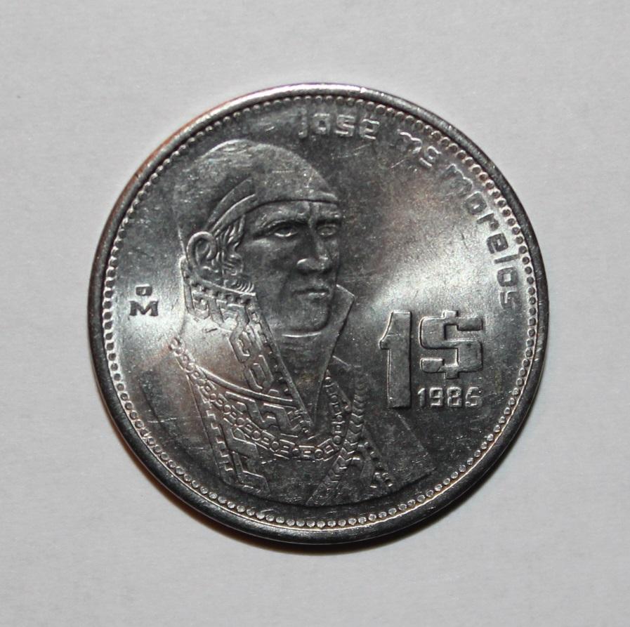 1 песо Мексика 1986