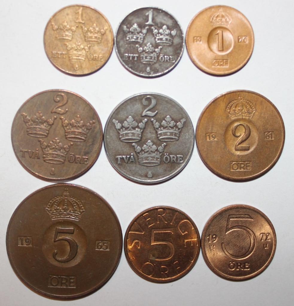 Комплект монет Швеции ХХ века
