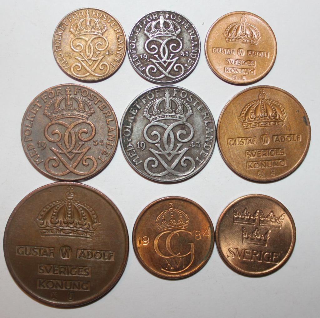Комплект монет Швеции ХХ века 1