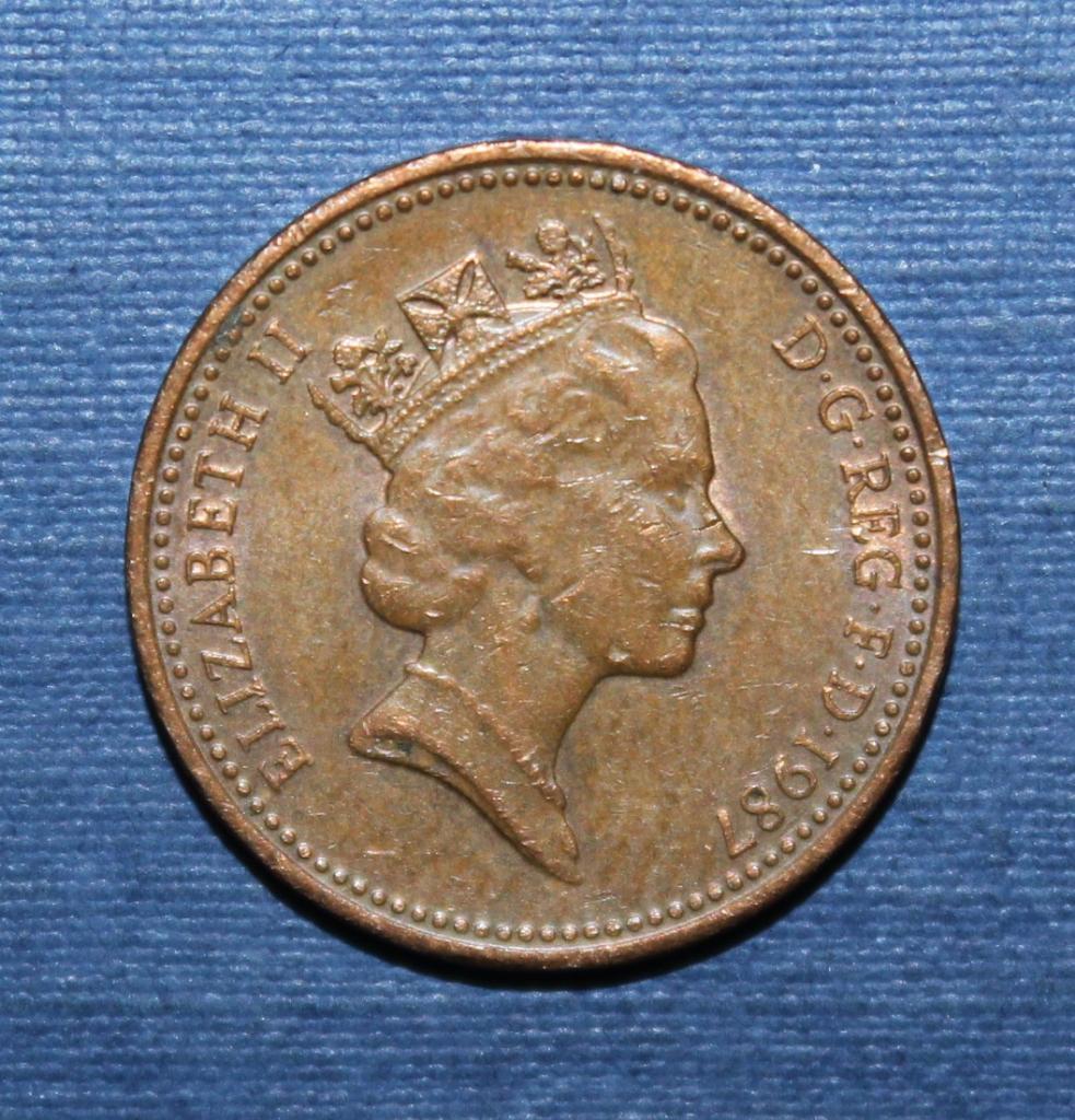 1 пенни Великобритания 1987