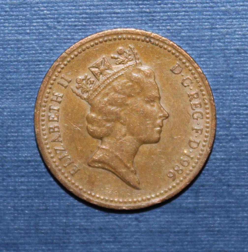 1 пенни Великобритания 1986