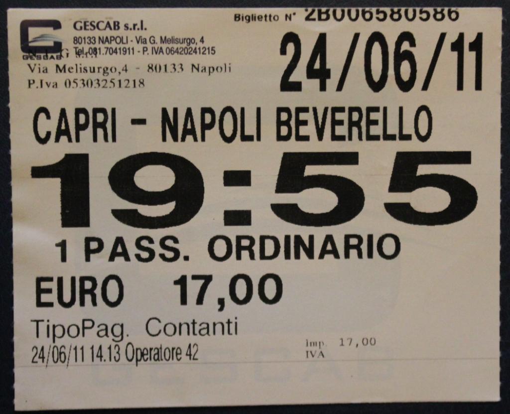 Билет на паром Капри - Неаполь (Италия)
