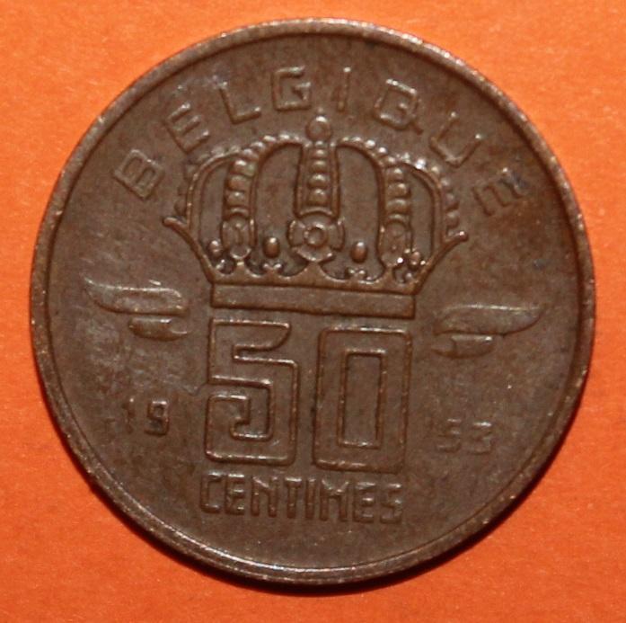 50 сантимов Бельгия 1953 (франц.) лот 2