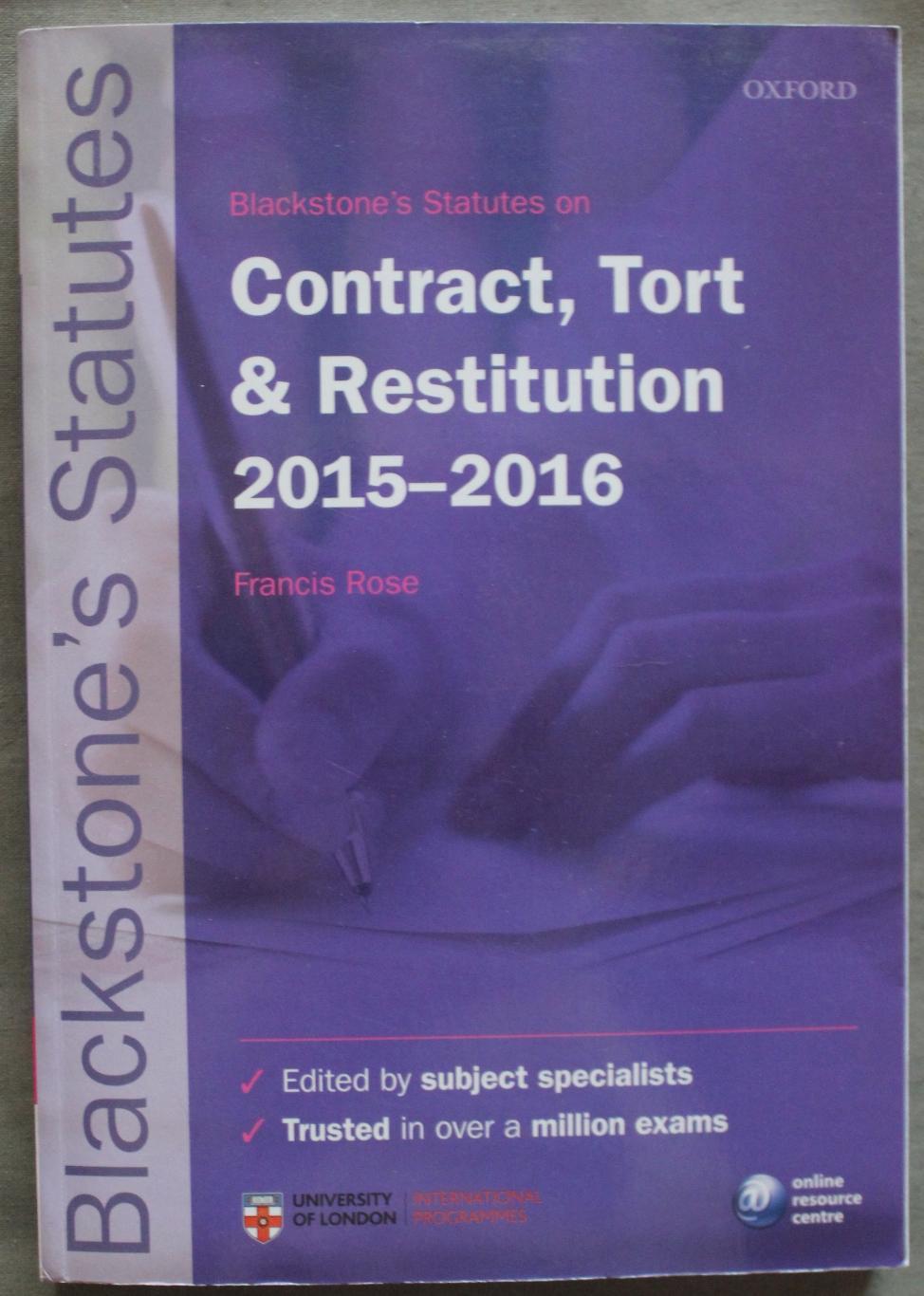 Статуты Блэкстоуна о контрактах, правонарушениях и реституции 2015-16 на англ.