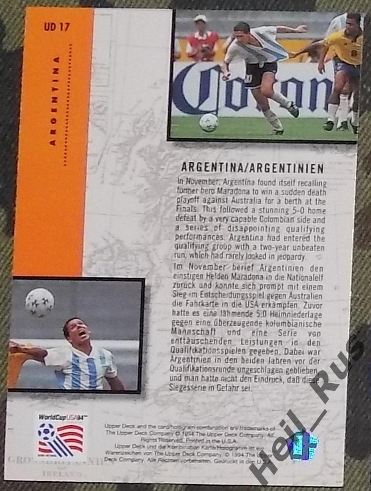 Футбол. Карточка Diego Simeone/Диего Симеоне (Аргентина), Чемпионат Мира 1994 1