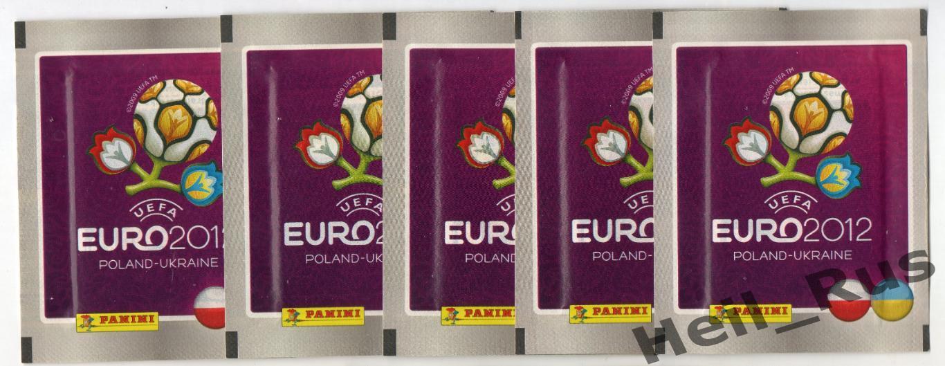 Футбол. 5 запечатанных пакетиков с наклейками PANINI Чемпионат Европы/EURO 2012