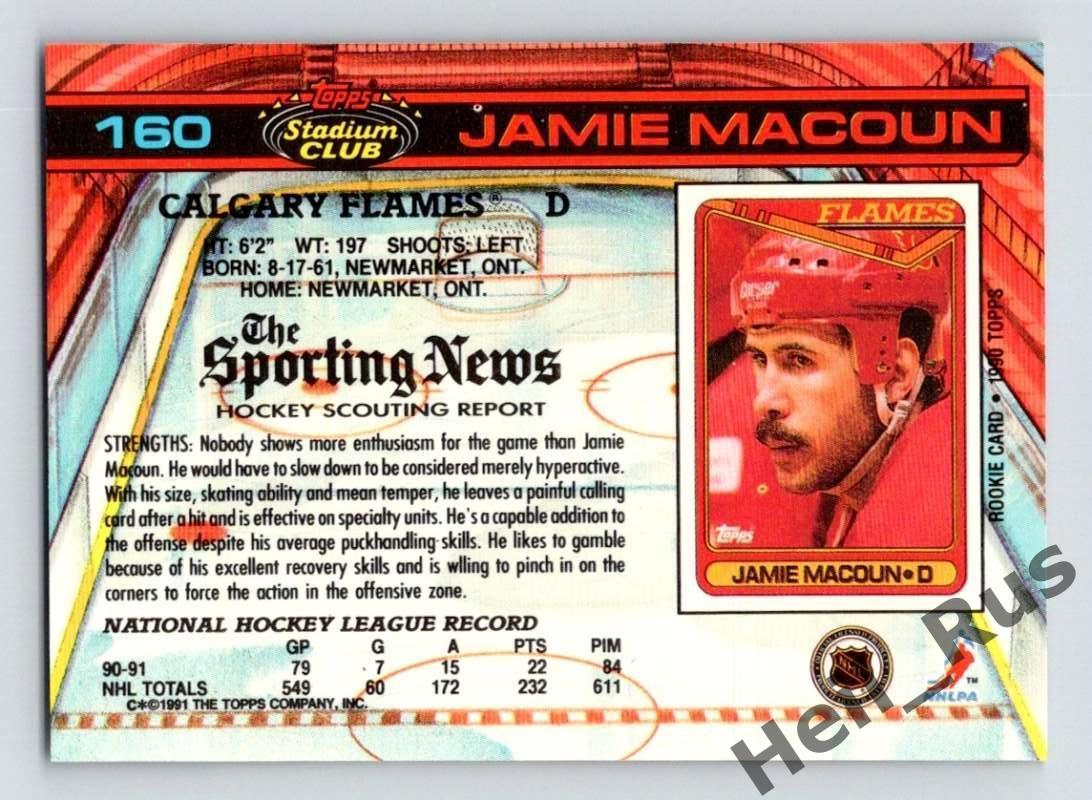 Хоккей Карточка Jamie Macoun/Джейми Макоун Calgary Flames/Калгари Флэймз НХЛ-NHL 1