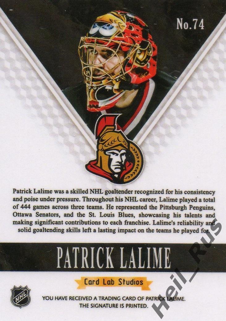 Карточка Patrick Lalime/Патрик Лалим (Ottawa Senators / Оттава Сенаторз) НХЛ/NHL 1