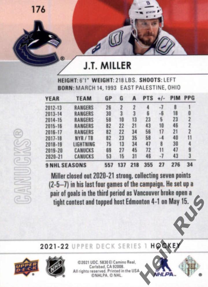 Хоккей; Карточка J.T. Miller/Джей Ти Миллер (Vancouver Canucks/Ванкувер) НХЛ/NHL 1