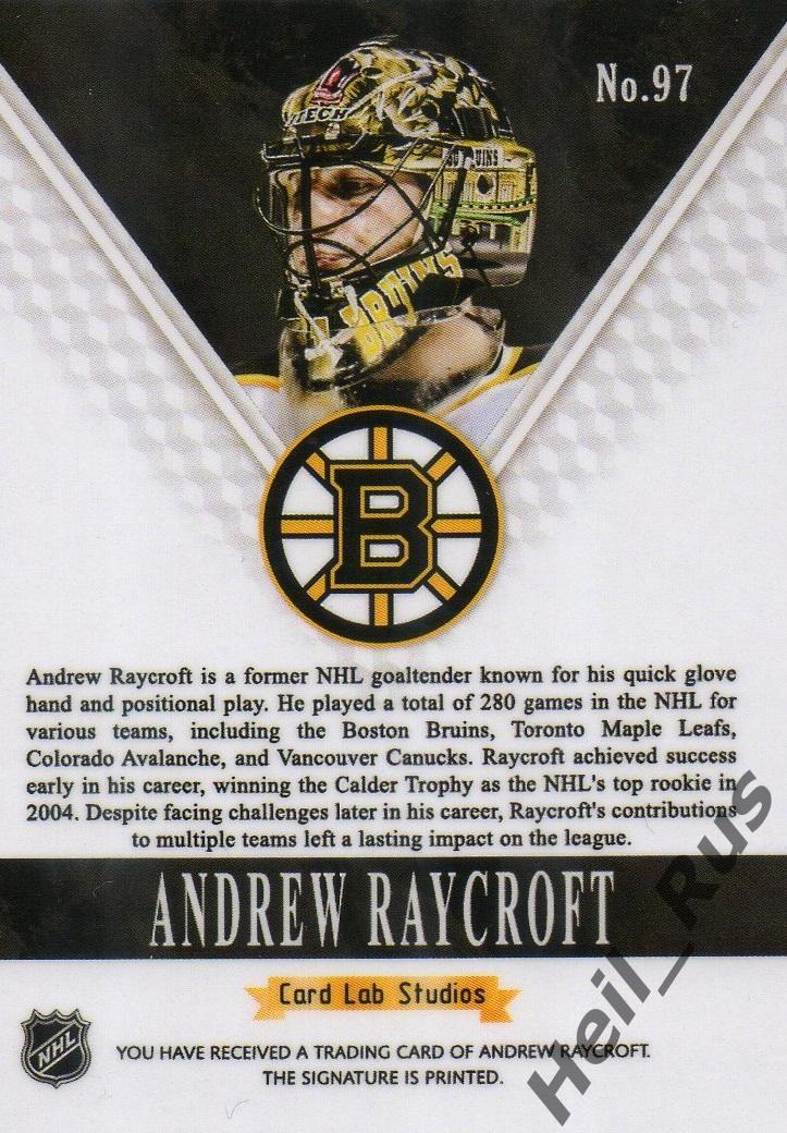Карточка Andrew Raycroft/Эндрю Рэйкрофт (Boston Bruins/Бостон Брюинз) НХЛ/NHL 1