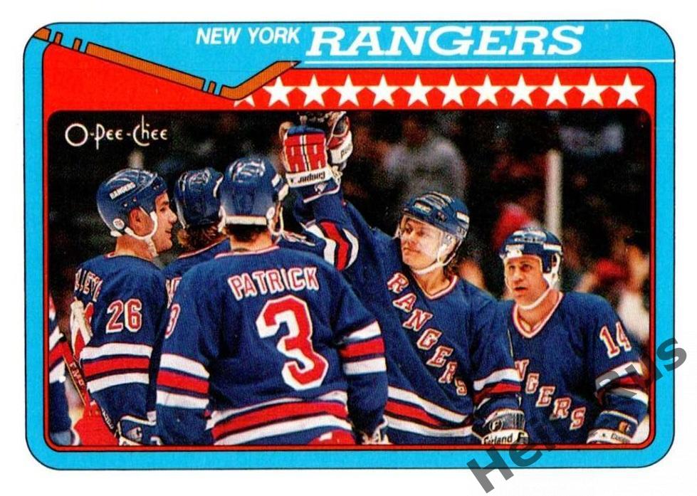 Хоккей. Карточка New York Rangers/Нью-Йорк Рейнджерс НХЛ/NHL 1990-91 O-Pee-Chee