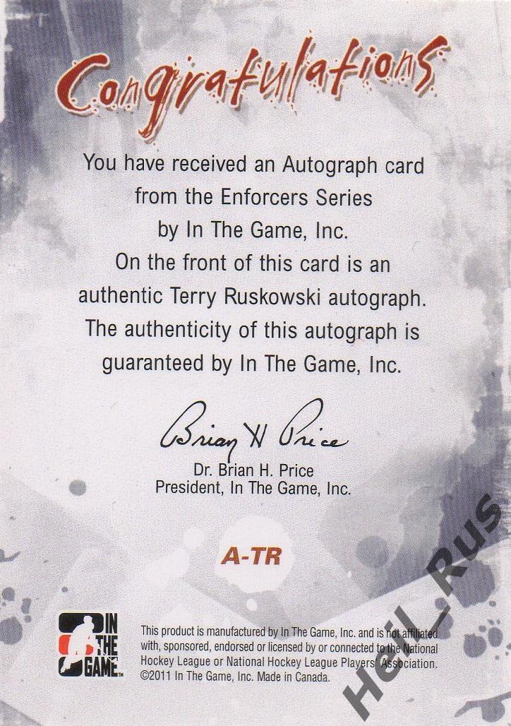 Карточка автограф T. Ruskowski/Терри Русковски Chicago Blackhawks/Чикаго НХЛ/NHL 1