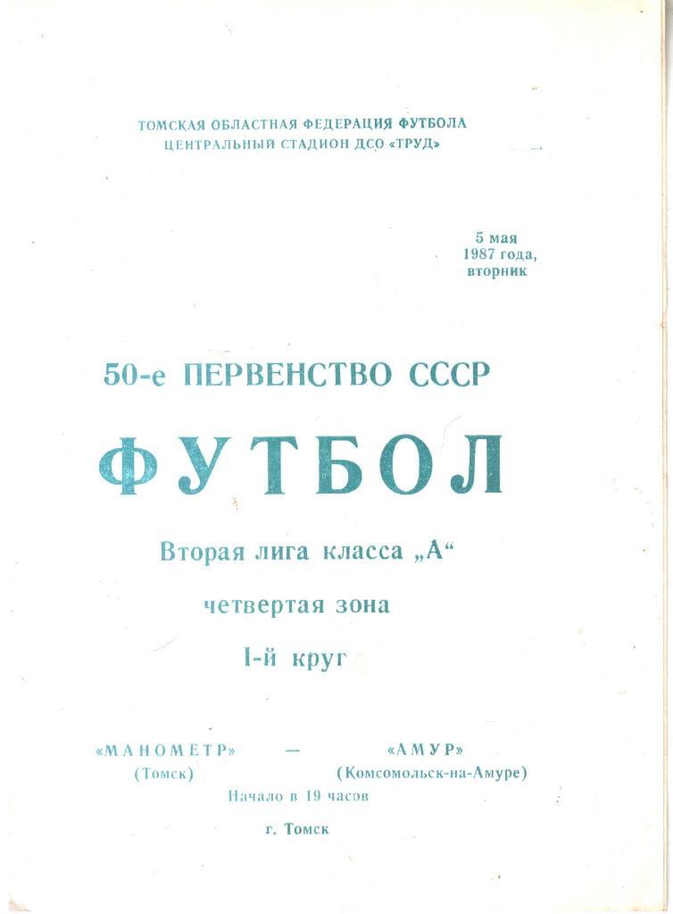 1987.05.05. Манометр Томск - Амур Комсомольск-на-Амуре.