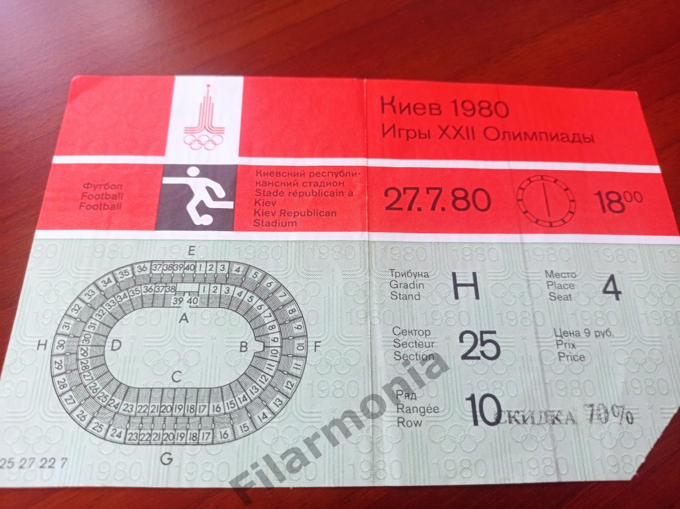 1980 Олимпиада Москва футбол Киев 1/4 ГДР - Ирак