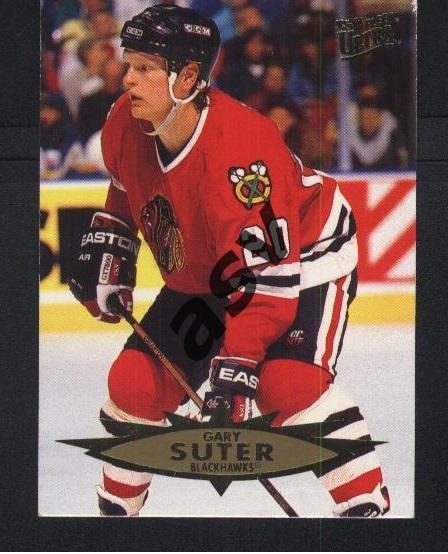Gary Suter / Гэри Сутер /Chicago Blackhawks. Fleer Ultra 1995-1996, № 36.