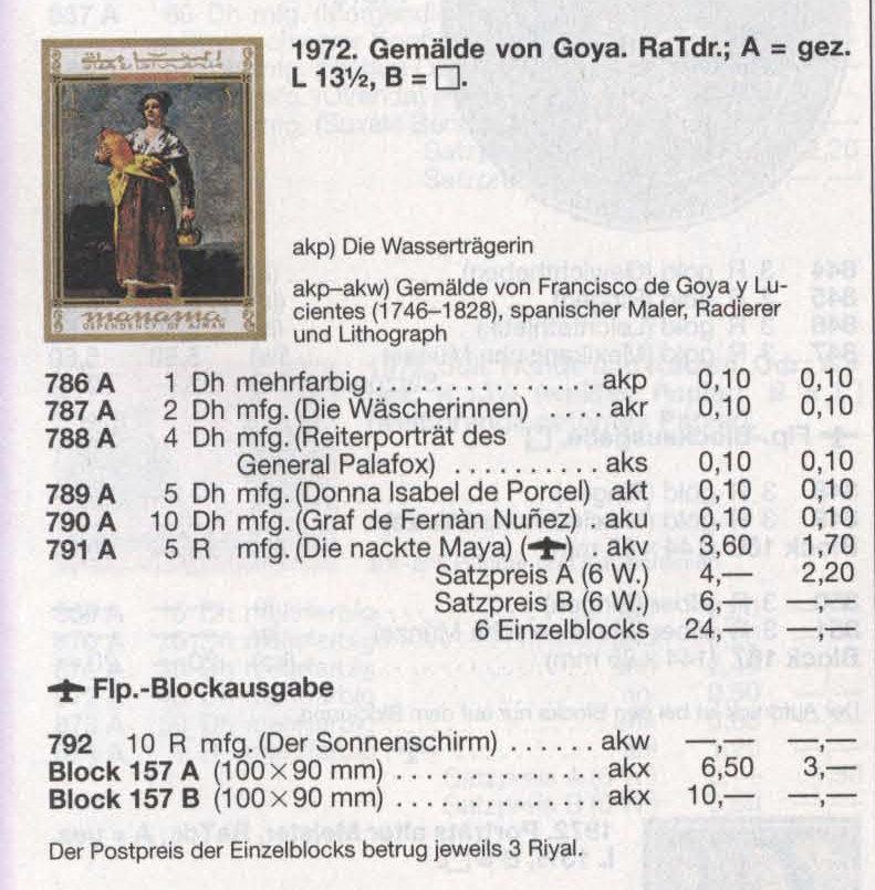 Манама 1972 Франсиско Гойя Живопись Искусство Испания 6 люкс-блоков Mi=24€ MNH** 1
