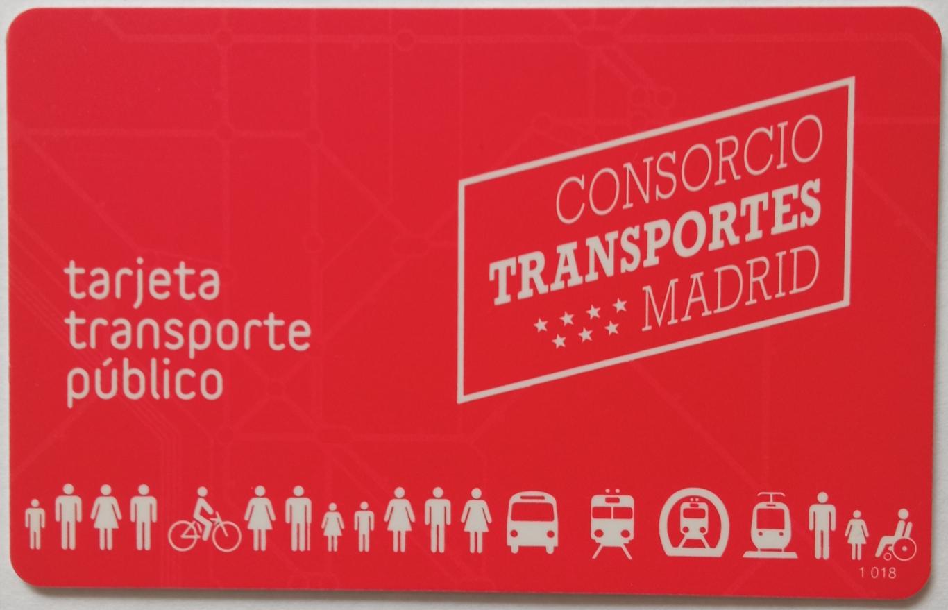 Транспортная карта / Проездной Мадрид Автобус Трамвай Метро Электричка Пластик