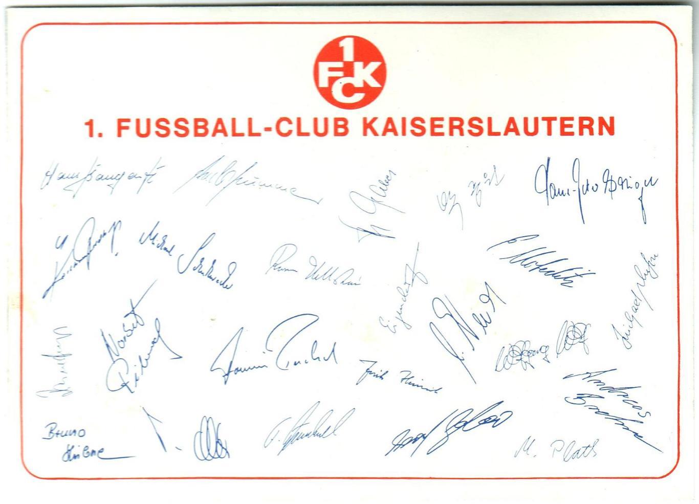 FCK Кайзерслаутерн 1981/1982 Командное фото Автографы-факсимиле всех игроков 1
