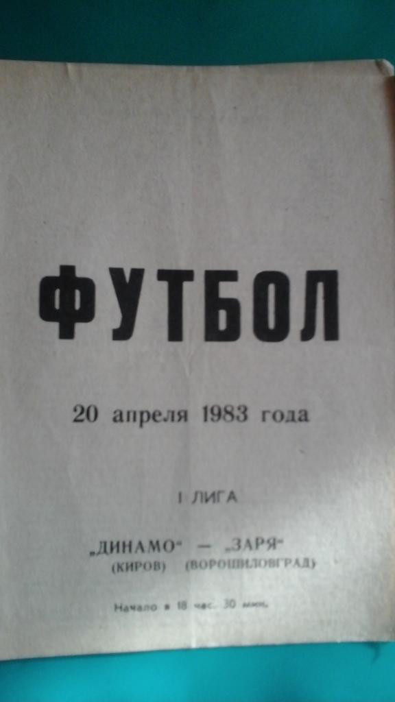 Динамо (Киров)- Заря (Ворошиловград) 20 апреля 1983 года.