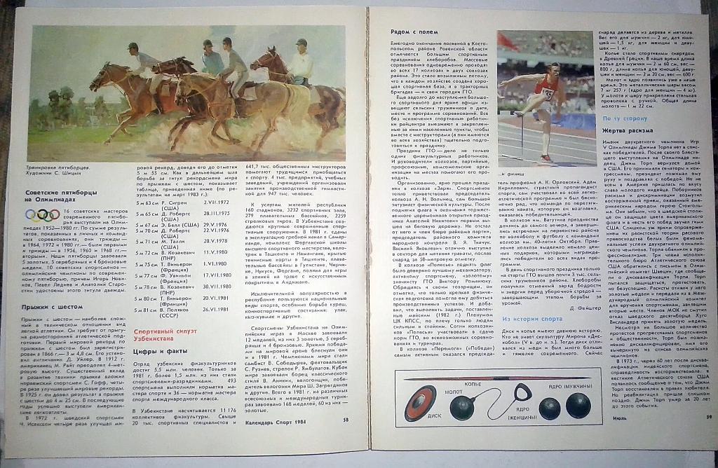 Календарь Спорт 1984 1