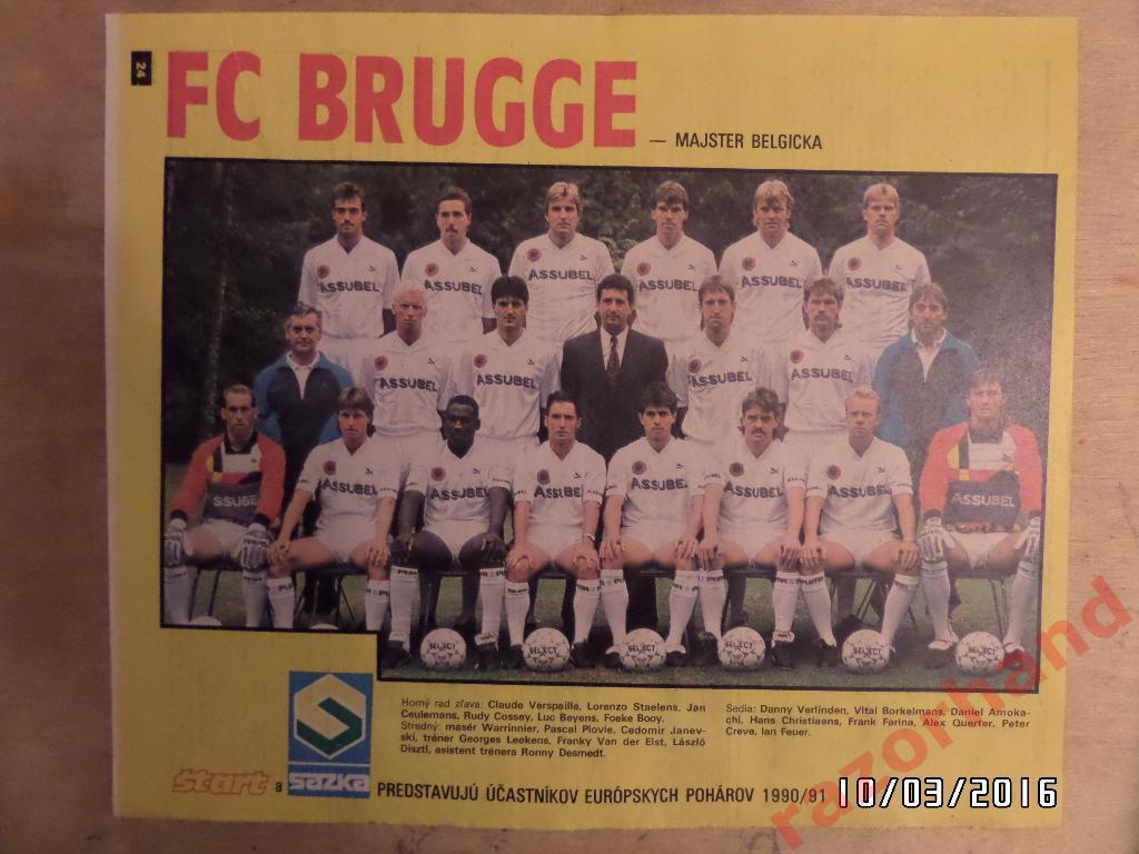 Брюгге Бельгия - 1990/91 - постер из журнала Старт