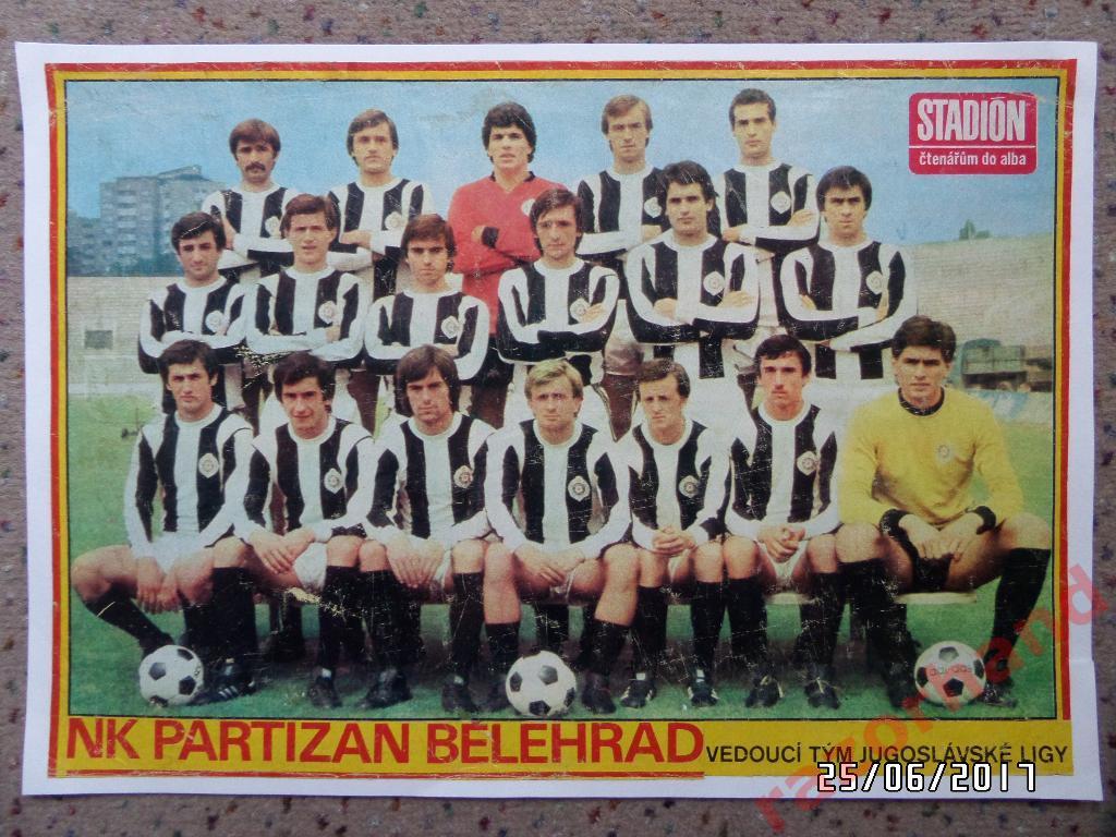 Партизан Белград, 1976- Постер из журнала Стадион ЧССР