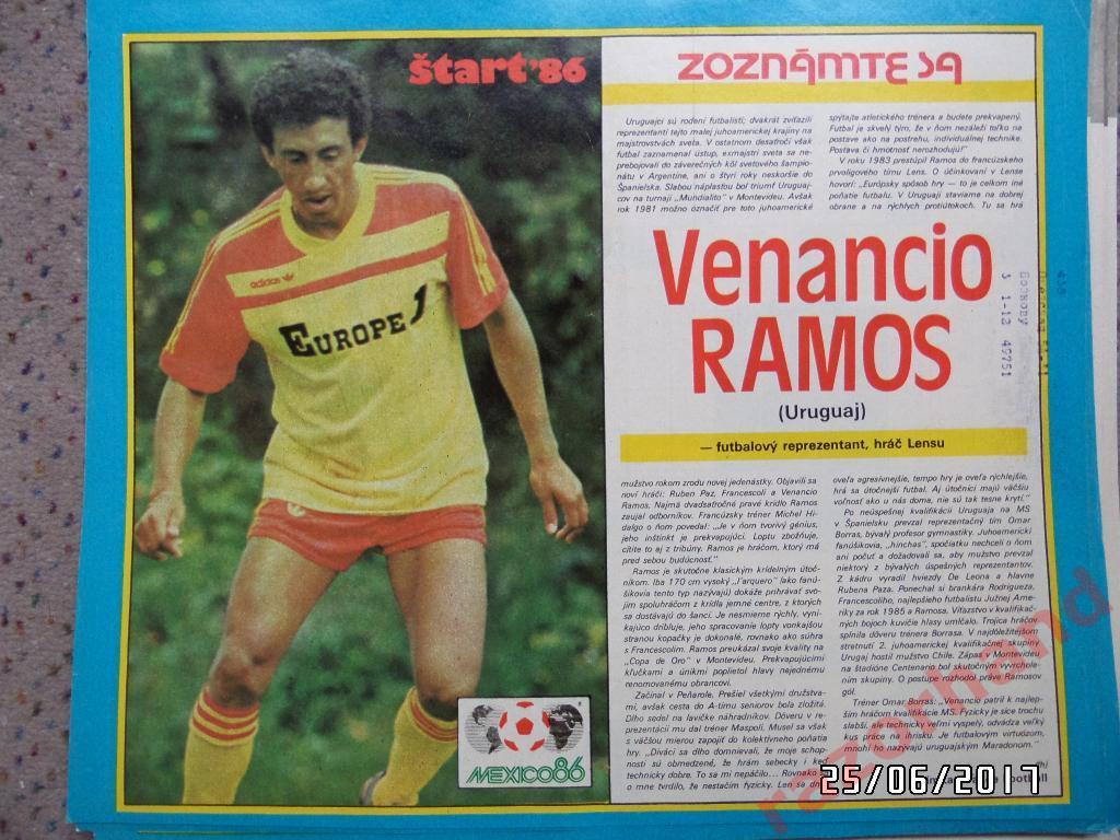 Футбольные звезды из журнала Старт ЧССР - Венансио Рамос