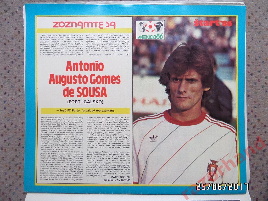 Футбольные звезды из журнала Старт ЧССР - Антонио Де Соуза