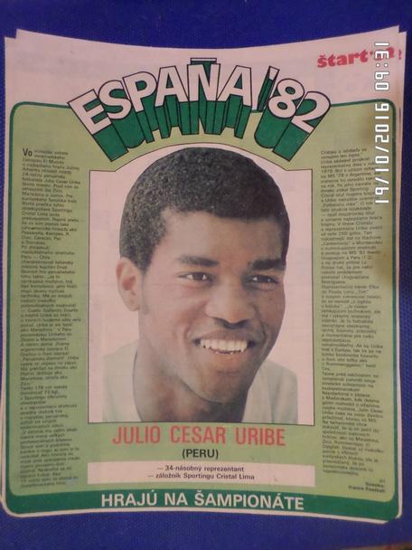 постер из журнала Старт Чехословакия: Жулио Цезар Урибе ( Перу) 1982 г