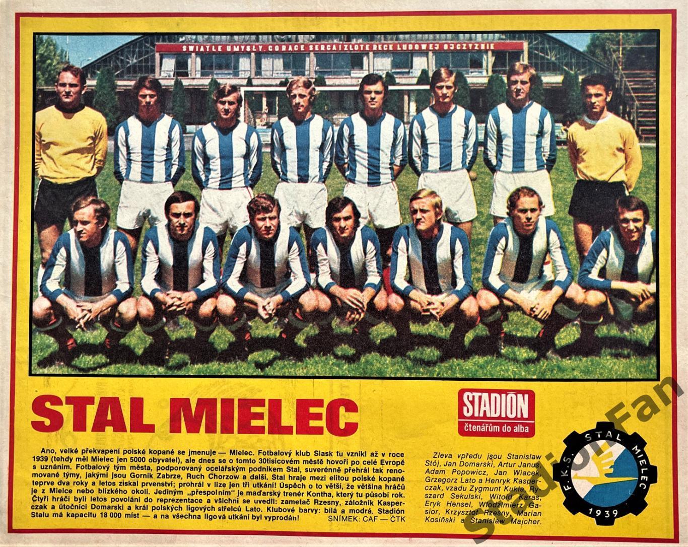 Постер из журнала Стадион (Stadion) - Stal Mielec, 1973.