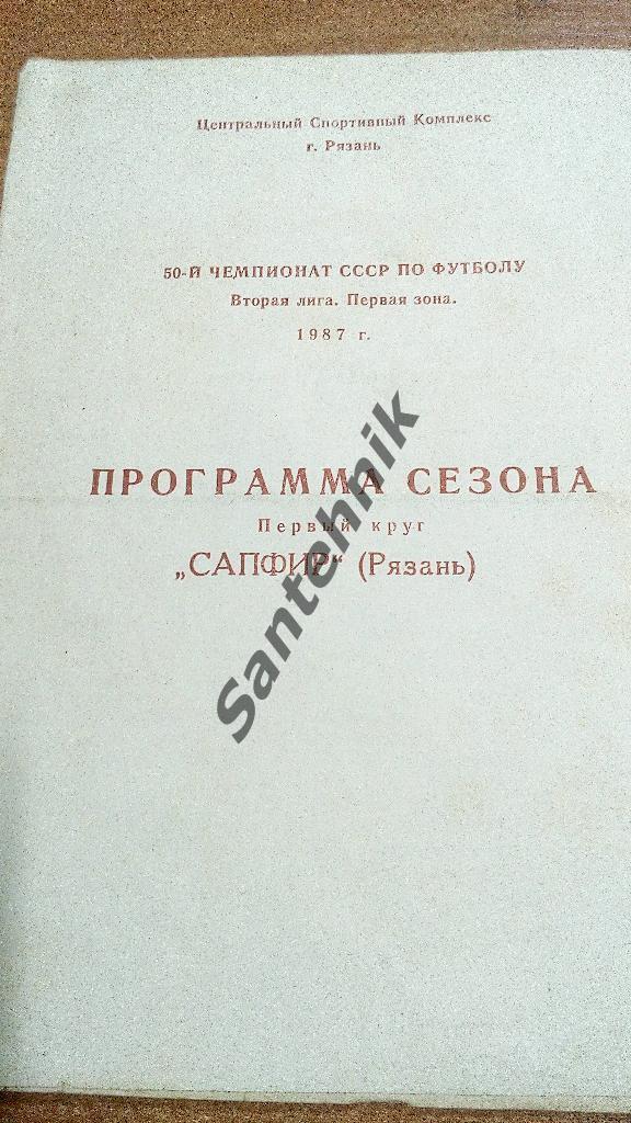 Сапфир Рязань 1987 справочник 2 круг