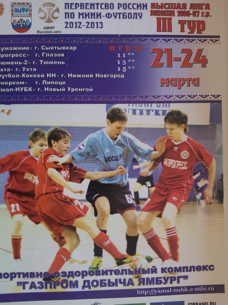 Первенство России по мини -футболу юноши 1996/97 г. р. сезон 2012/13.
